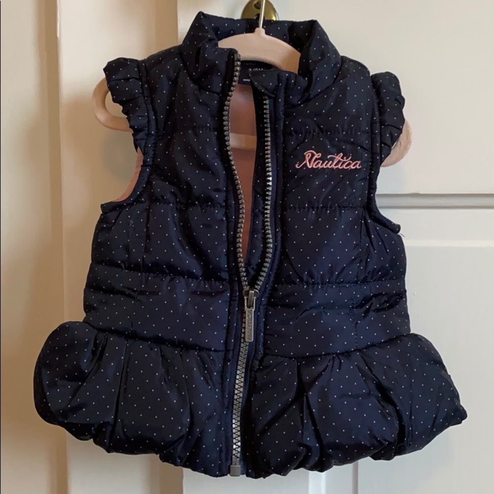 Nautica Baby Girl polka dot blue/pink vest